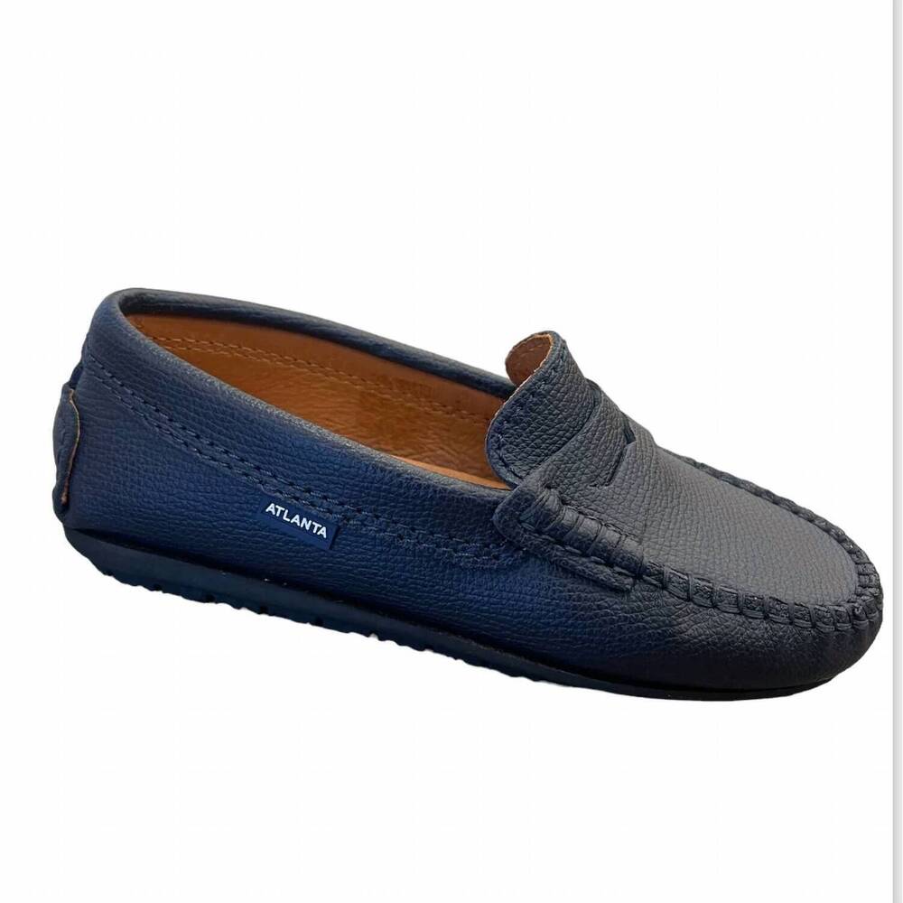NEW ATLANTA MOCASSIN kids slip on penny loafer in blue